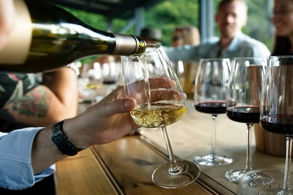 Wine barrels and cellar door setting in Cromwell